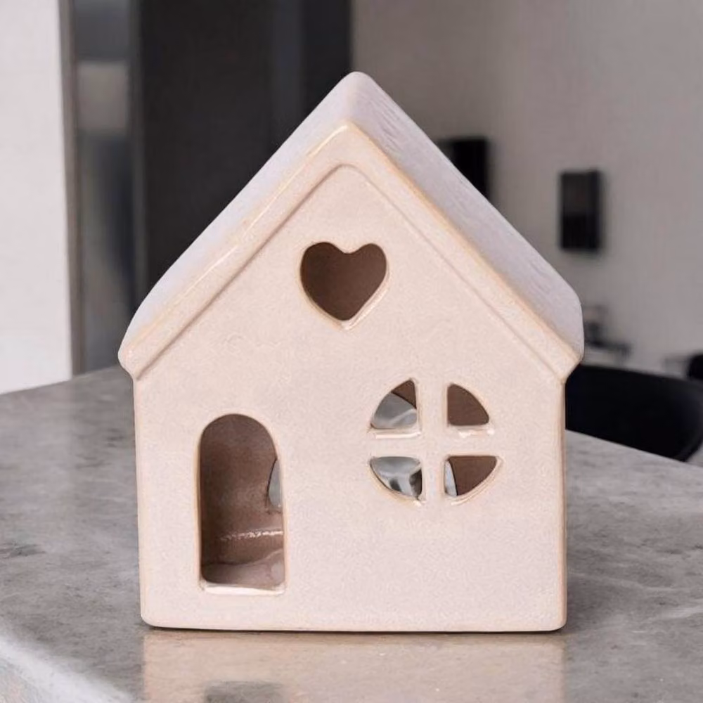 Minster Ceramic Tealight Holder in White and Beige, W: 9 cm, D: 15 cm, H: 17 cm – 2