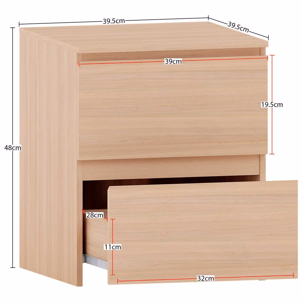 HD Designs Denver 2 Drawer Bedside Chest of Drawers in Brown – 2