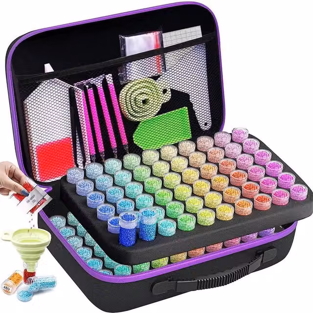 Syntego Diamond Painting Storage Box with 240 Slots, Black and Transparent