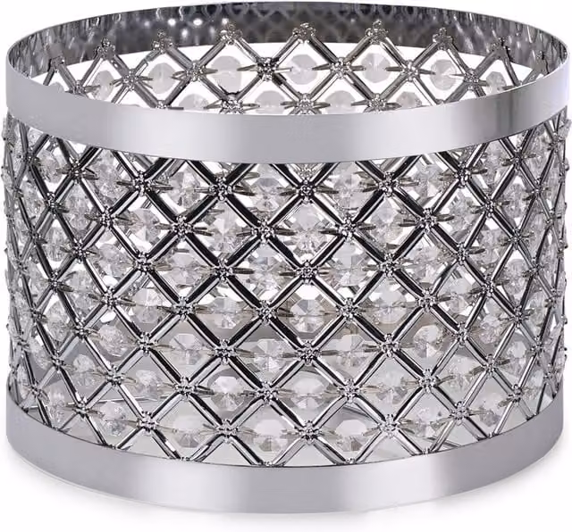 ValueLights Hadley Jewel Drum Ceiling Light Shade in Silver