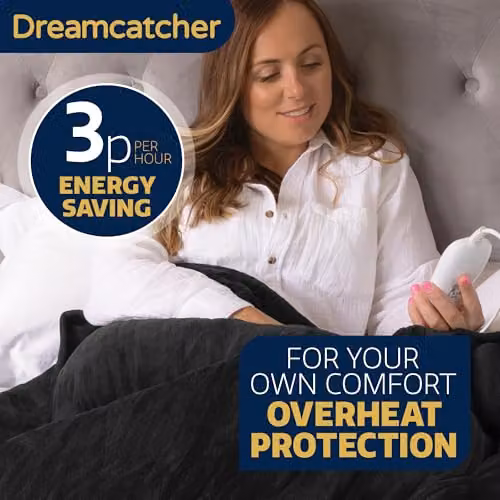 Dreamcatcher Sherpa Heated Throw Blanket in Black with 9 Heat Levels and 12-Hour Timer – 4