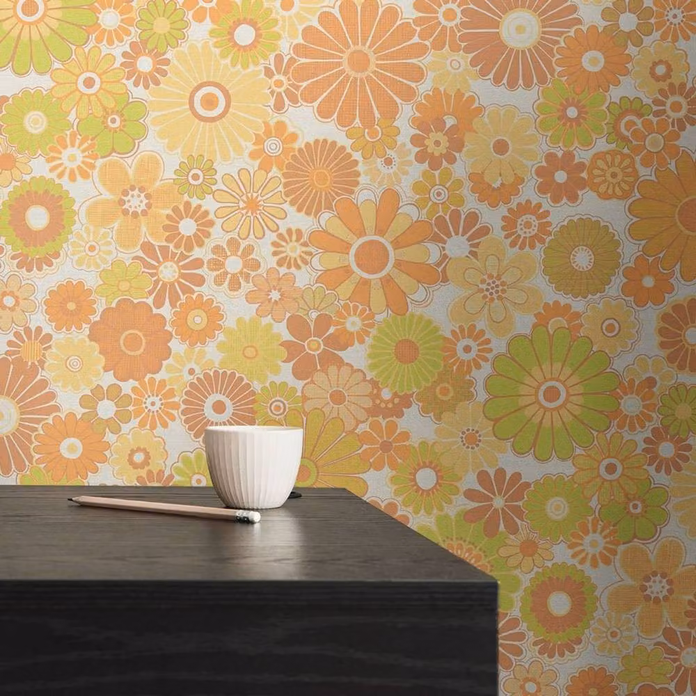 A.S. Création Retro Floral Botanical Vinyl Wallpaper in Yellow – 2