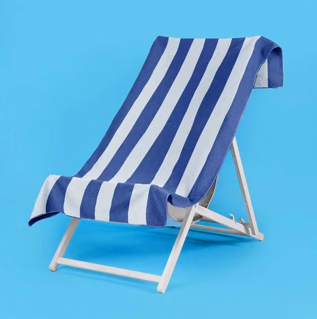 Velosso Cabana Stripe Cotton Beach Towel in Blue