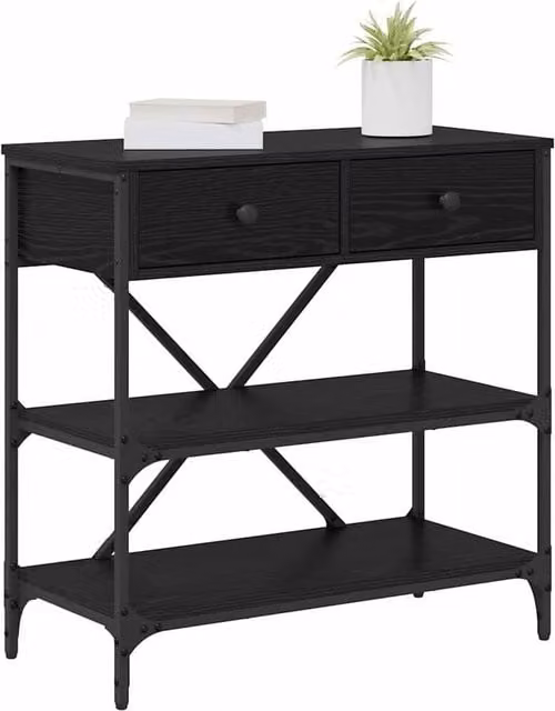 Berkfield Home Traditional Console Table in Black Oak, W/D/H: 75 x 34.5 x 75 cm