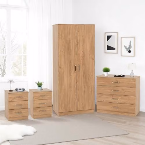 Seconique Dakota 2 Door Wardrobe Bedroom Set in Oak – 2