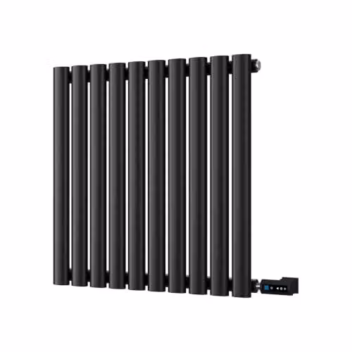 UK Radiators Omeara Black Designer Electric Elliptical Tube Horizontal Radiator with WiFi and App Control H: 60 cm, W: 58 cm – 2