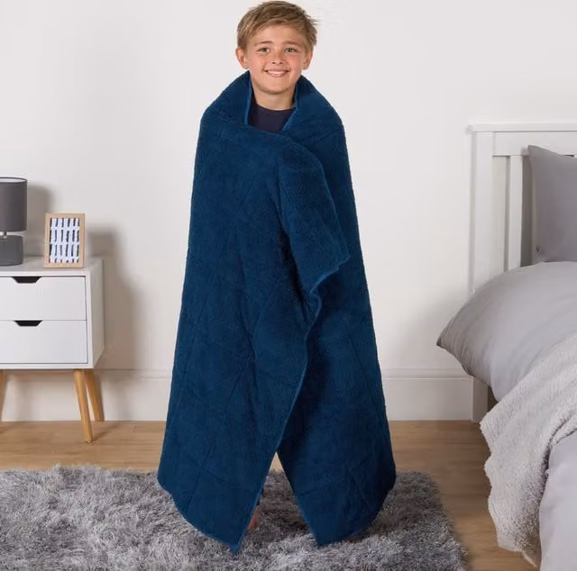 OHS Blue Teddy Fleece Weighted Blanket for Kids to Help Relieve Anxiety and Stress – 1