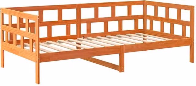 Berkfield Home Rustic Waxed Pine Day Bed in Brown, W/D/H: 200 x 90 x 68.5 cm