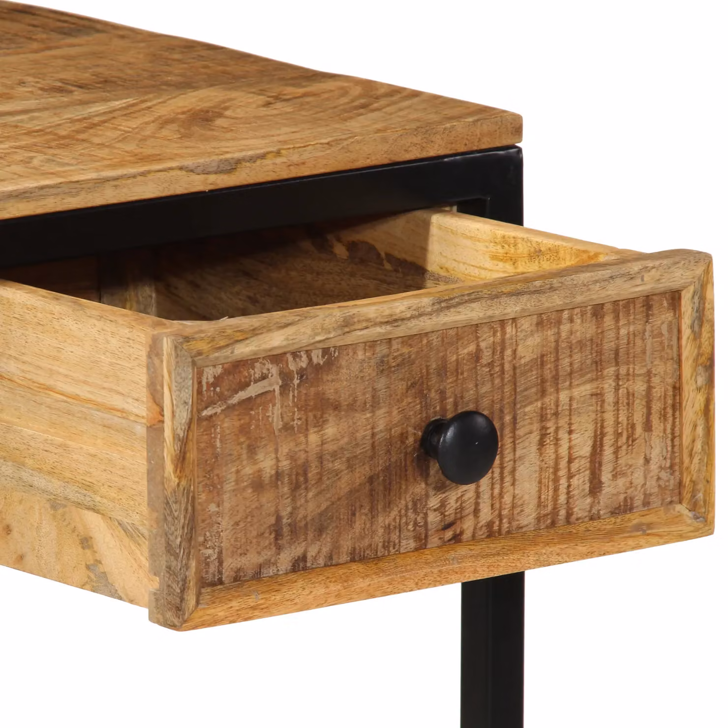 Berkfield Industrial Writing Desk in Brown Mango Wood and Metal, W/D/H: 105 x 50 x 75 cm – 4