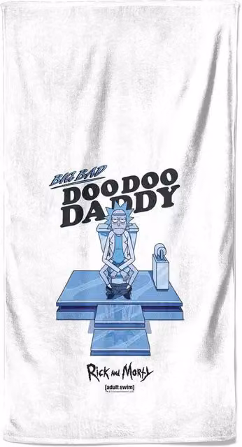 Rick & Morty Doo Doo Daddy Graphic Beach Towel, Multicolour and White, W: 140 cm, H: 70 cm, D: 70 cm