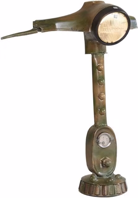IH Design Retro Green Metal and Glass Tabletop Lamp