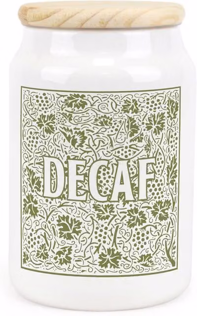 Purely Home Green Oak Leaves and Berries Ceramic Decaf Storage Canister in Green and White