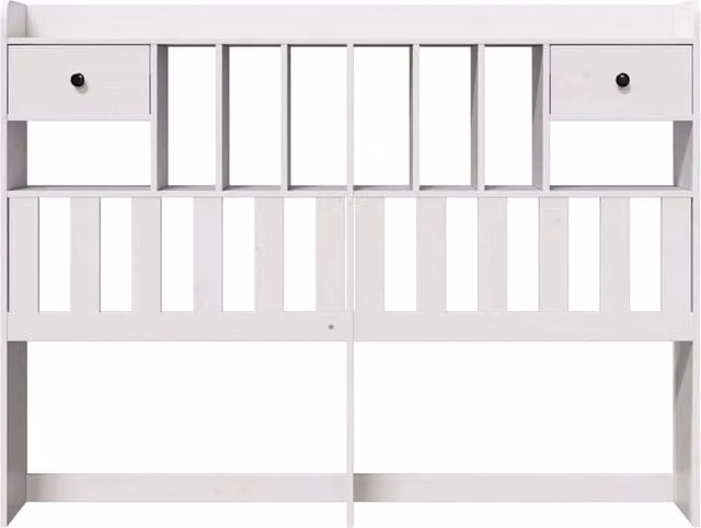 Berkfield Home White Solid Wood Pine Headboard with Storage, H: 110 cm x W: 156 cm x D: 23 cm – 1