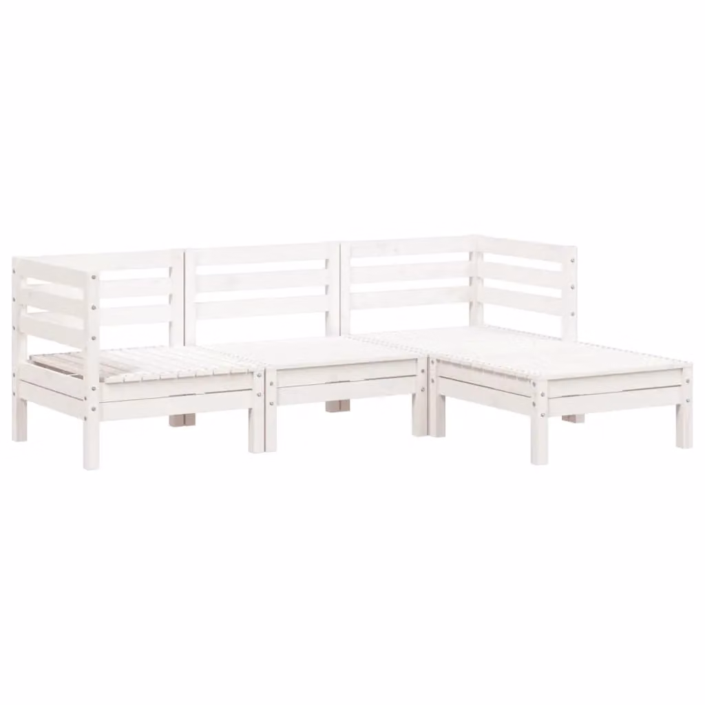 Berkfield Home 3-Seater Rustic White Solid Pine Garden Sofa with Footstool – 2