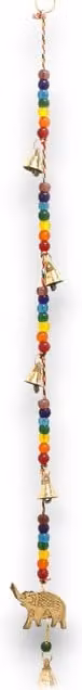 KDMK Gold Brass Elephant Hanging Chimes with Chakra Beads