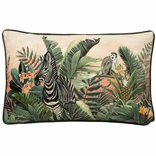 Evans Lichfield Manyara Graphic Animal Print Velvet Cushion, Multicolour, W: 50 cm, H: 30 cm – 3