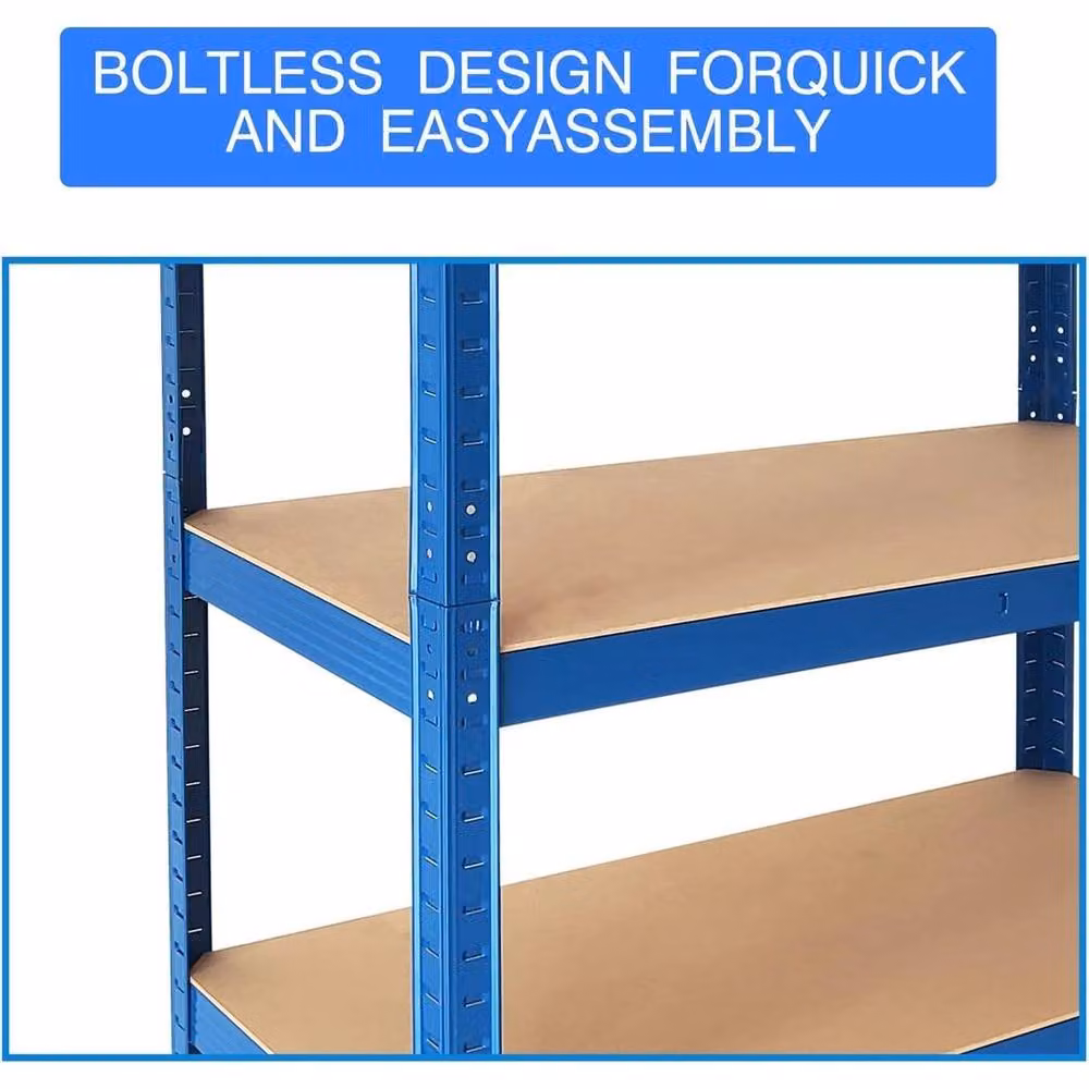 NESTLUNE 5 Tier Blue Boltless Screwless Metal Shelving, W/D/H: 1000 x 52 x 52 cm – 4