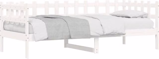 Berkfield Home Beautiful Day Bed in White Solid Pine Wood, W/D/H: 200 x 80 x 68.5 cm