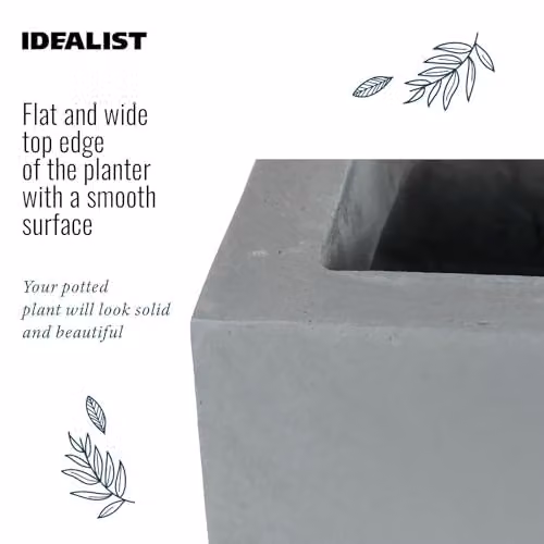 IDEALIST Grey Reinforced Stone Large Trough Planter, 54L – 4