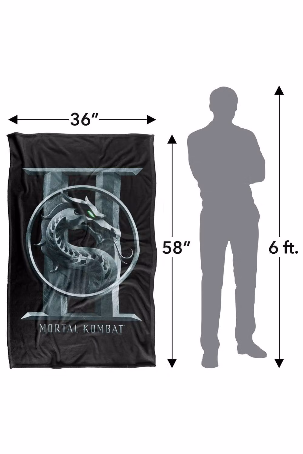 Warner Bros. Mortal Kombat 2 Big Seal Logo Super Soft Silky Touch Throw Blanket, Extra Large, Black and Multicolour – 3