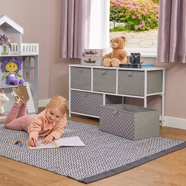 Liberty House Toys Kids 5 Drawer Storage Unit in Plain Grey