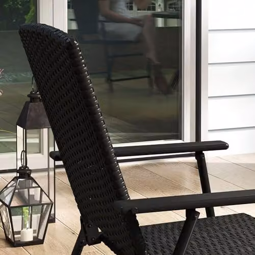 Outsunny Set of 2 Black PE Rattan Folding Garden Chairs with Armrests – 9