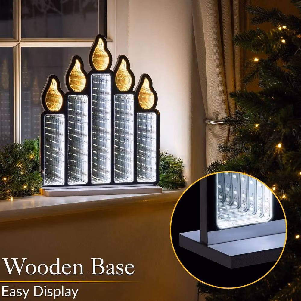 NESTLUNE Christmas Infinity Light LED Candle Bridge Indoor Decoration, White, W/D/H: 100 x 15 x 40 cm – 4