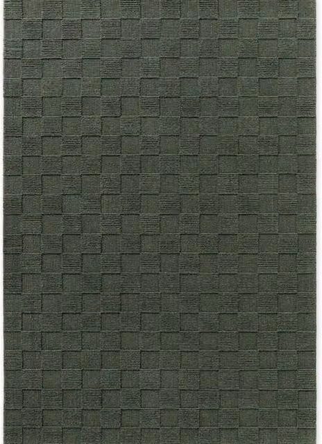 THE RUGS Scala Handwoven Wool Geometric Checkered Rug in Green, W: 200 cm, D: 230 cm – 1