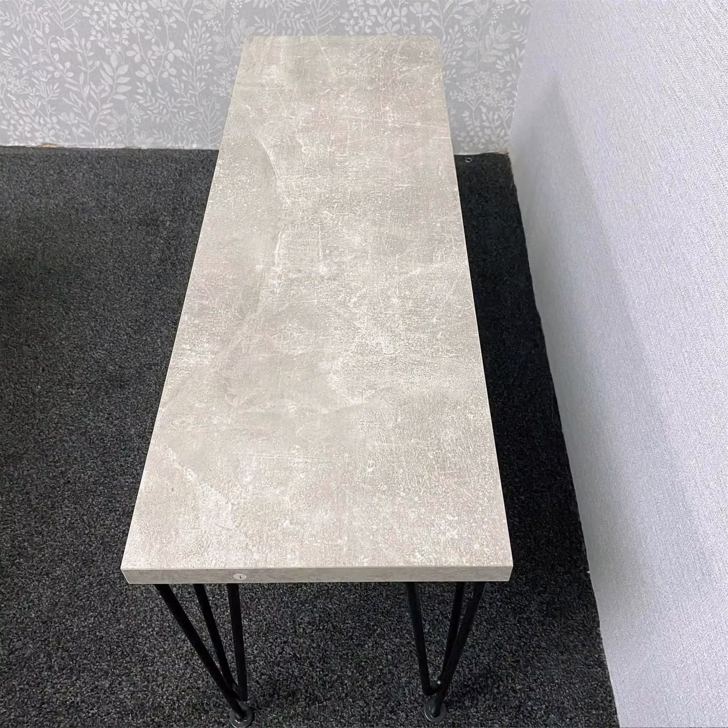 KOSY KOALA Modern Grey Bench with Black Metal Legs, W/D/H: 120 x 30 x 45 cm – 2