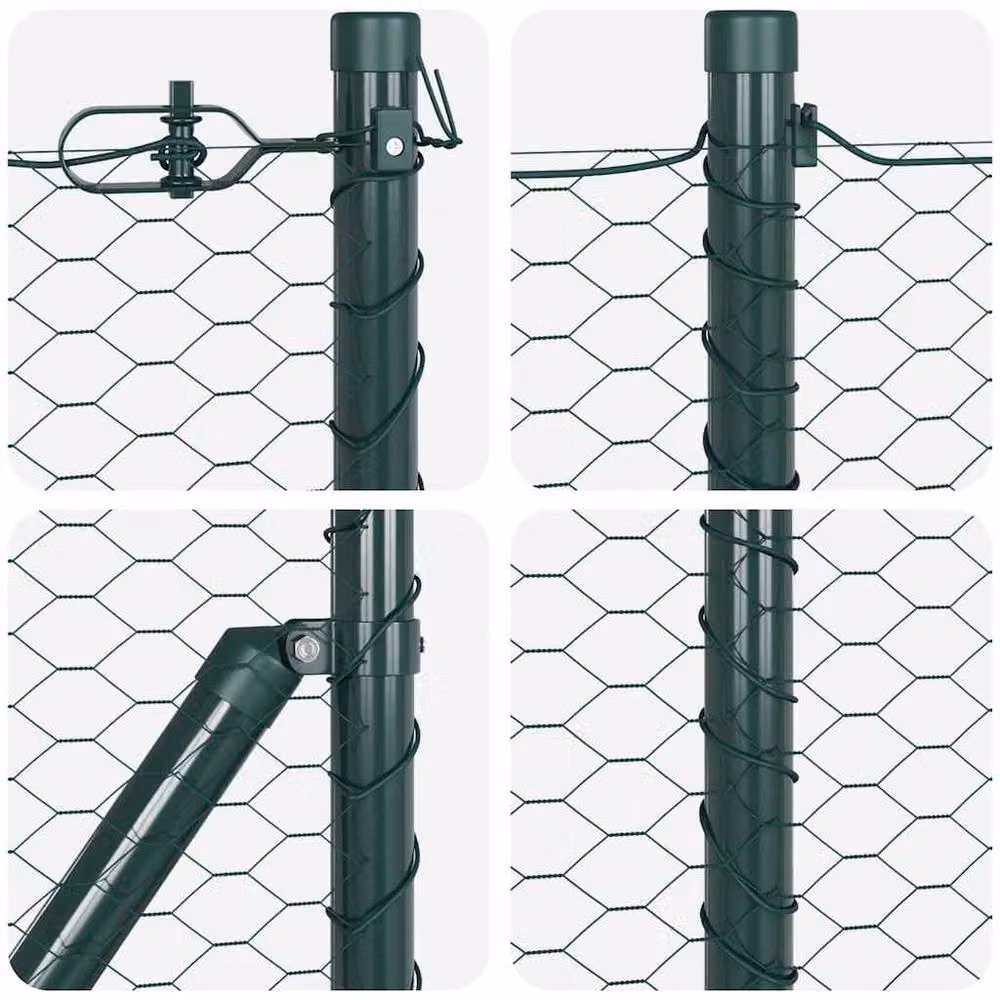 Berkfield Home Green Steel Hexagon Fence, W: 10 m, H: 0.8 m – 6