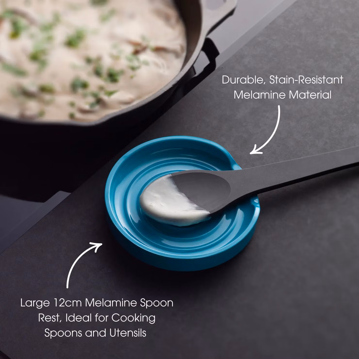 Zeal Melamine Circular Spoon Rest in Turquoise Blue, Diameter: 12 cm – 2