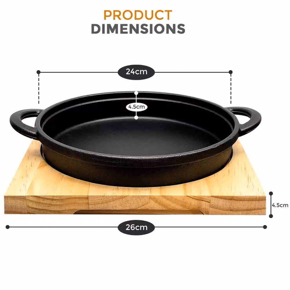 PAWNORA Uncoated Cast Iron Steak Sizzler Serving Pan, Black – 2