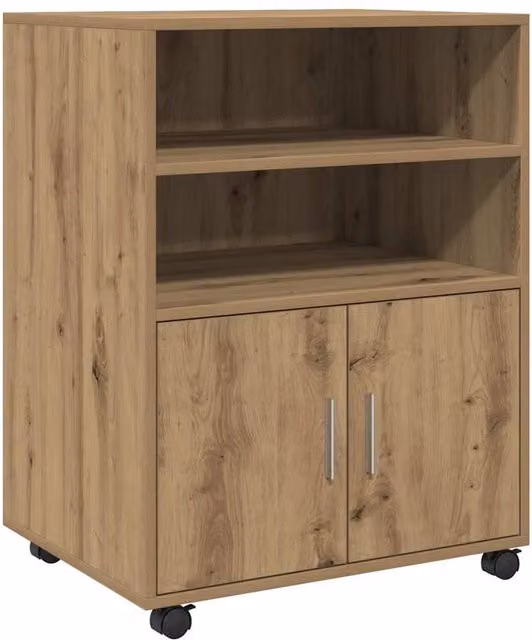 Berkfield Home Artisan Oak Rolling Cabinet in Brown, W/D/H: 60 x 48 x 81 cm – 1