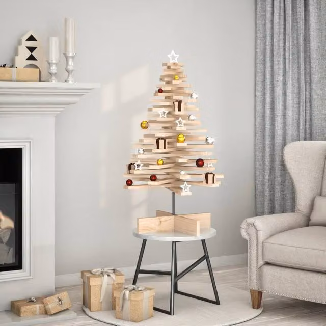Berkfield Home Rustic Brown Solid Wood Pine Christmas Tree, Height: 100 cm