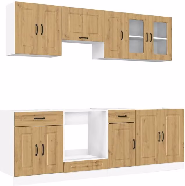 Berkfield Home Kalmar 8 Piece Kitchen Cabinet Set in Artisan Oak Brown