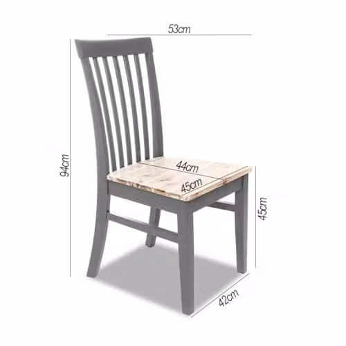 Statement Furniture Florence Highback Dining Chairs with Acacia Wood Seat, Set of 2, Grey, W45 x D53 x H94 cm – 5