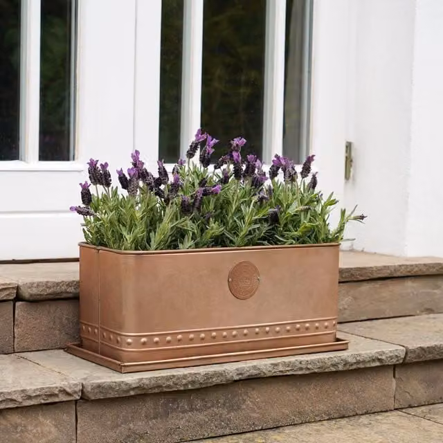 Royal Botanic Gardens Kew Regency Outdoor Trough Planter in Aged Copper Bronze and Brown Galvanised Steel, 43 cm – 1