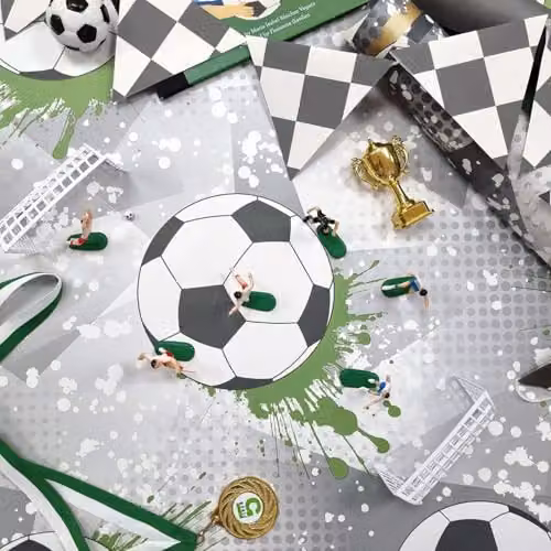 Holden Decor Storybook Football Frenzy Sport Themed Metallic Textured Wallpaper for Kids Bedrooms and Playrooms in Grey, Green and White – 6