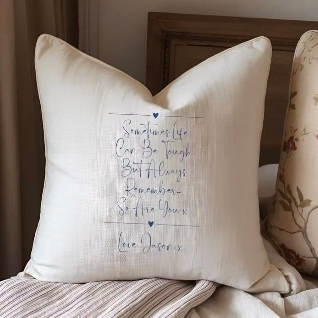 Aye Do Gifts Personalised Sometimes Life Can Be Tough Cushion in Beige, W/D/H: 40 x 40 x 40 cm