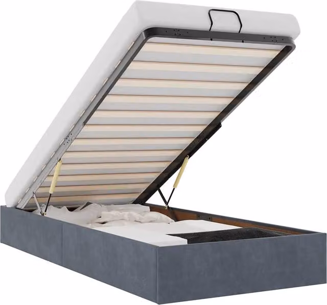 Berkfield Home Single Ottoman Bed Frame in Dark Grey Velvet