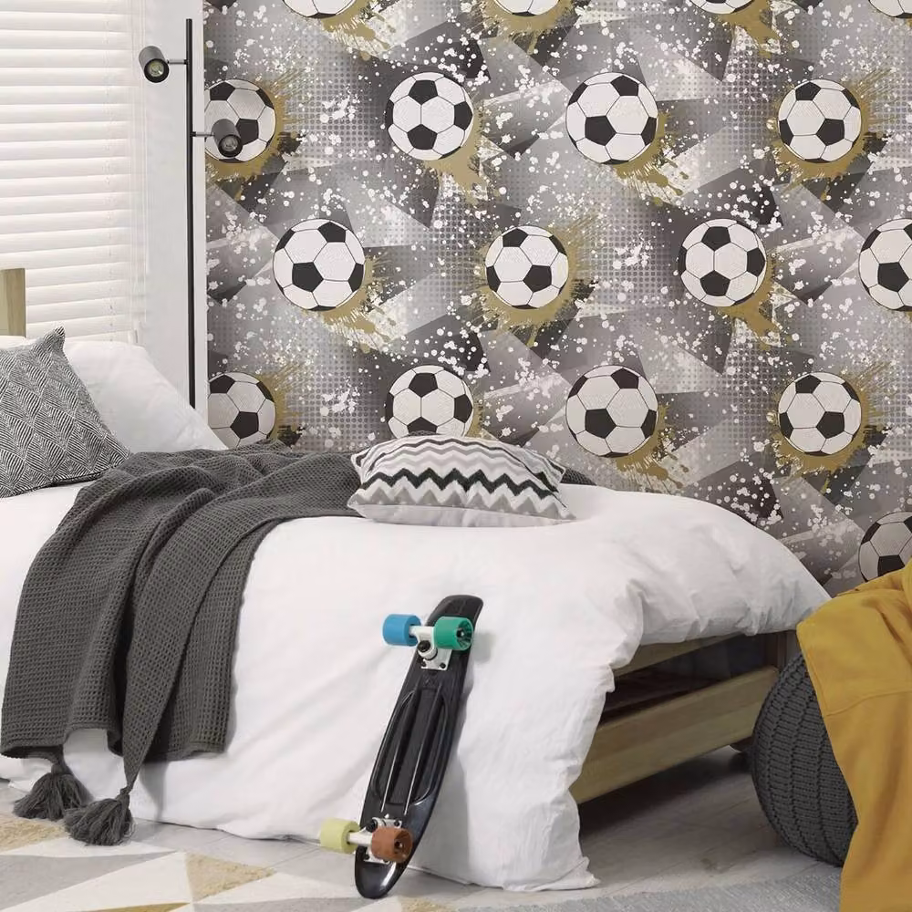 Holden Decor Frenzy Football Textured Wallpaper in Grey – 2