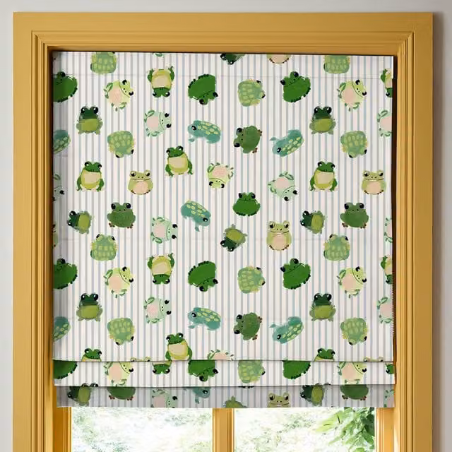 Wee Blue Bell Little Frogs Made To Measure Blackout Roman Blind in Multicolour