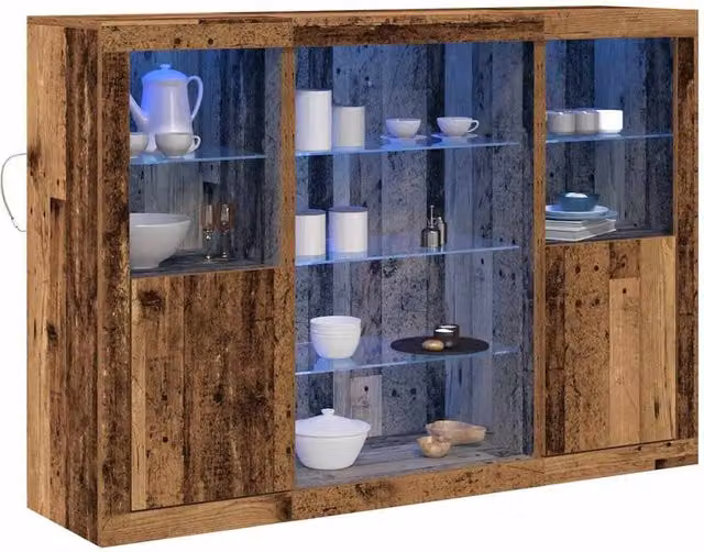 Berkfield Home Rustic Brown Engineered Wood Sideboard with Integrated LED Lights W: 142.5 cm, D: 37 cm, H: 100 cm