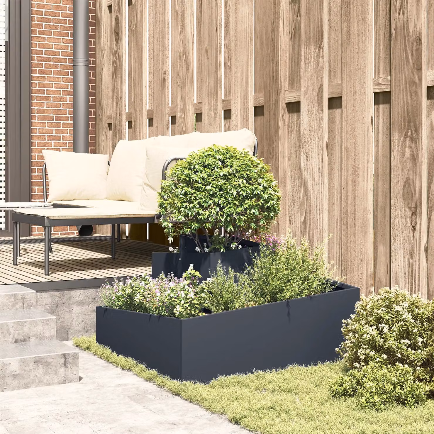 Berkfield Home Anthracite Planter Tub W/D/H: 80 x 80 x 50 cm – 4