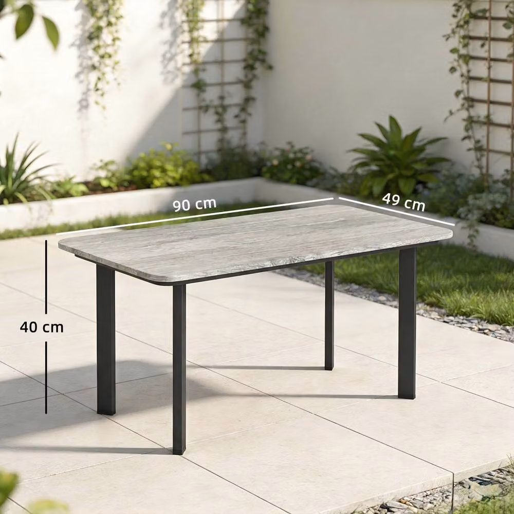 OUTSUNNY Modern Outdoor Coffee Table with Grey Slatted WPC Top – 3