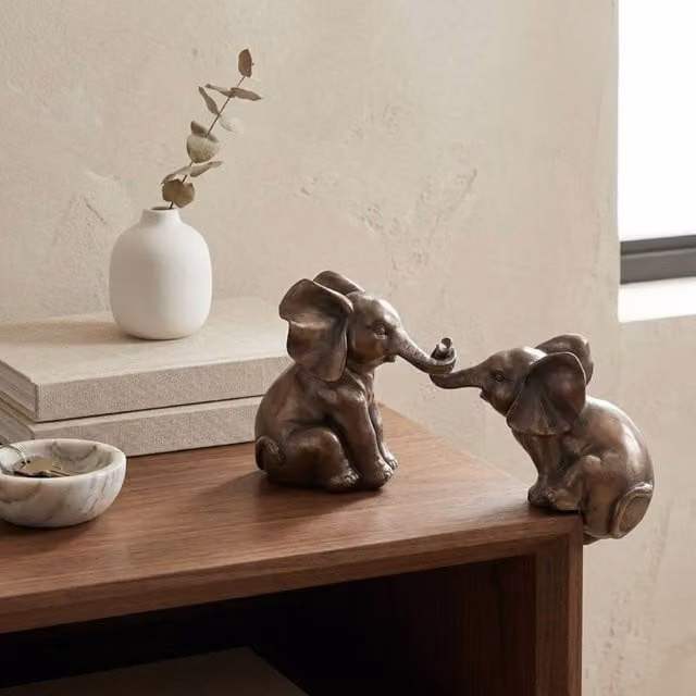 Garden Greatness Bronze Playing Elephant Ornament Set of 2