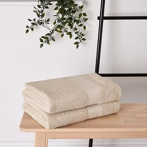 OHS Luxury 100% Cotton Terry Bath Sheet in Beige, W/D/H: 90 x 150 cm – 2