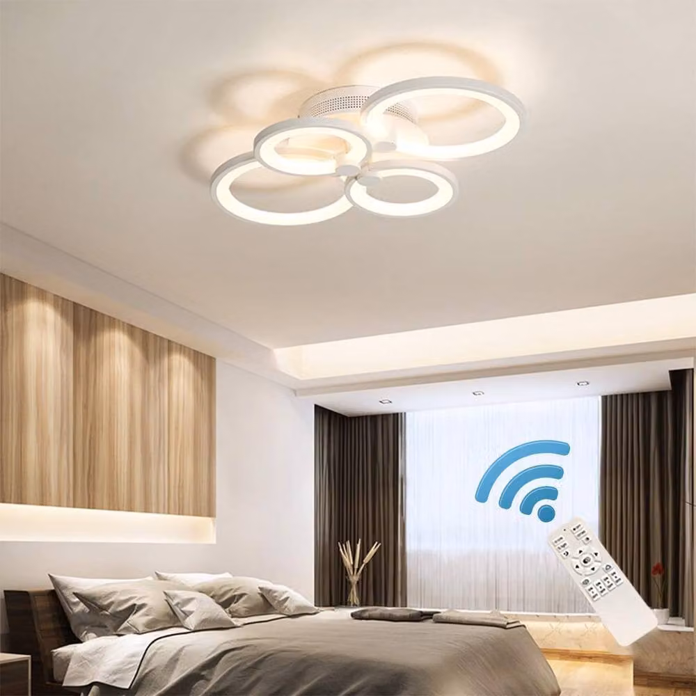 Garwarm Modern Dimmable LED Flush Mount Ceiling Light Set in White with Remote Control – 2