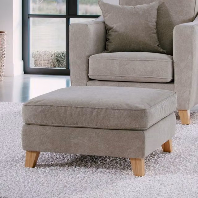 The Great Sofa Company Jackson Chenille Footstool in Stone – 1
