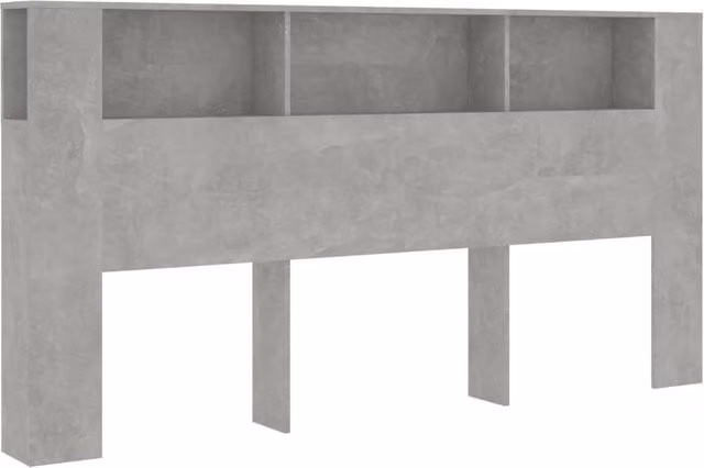 Berkfield Home Modern Headboard Cabinet in Concrete Grey, W: 200 cm, D: 18.5 cm, H: 104.5 cm